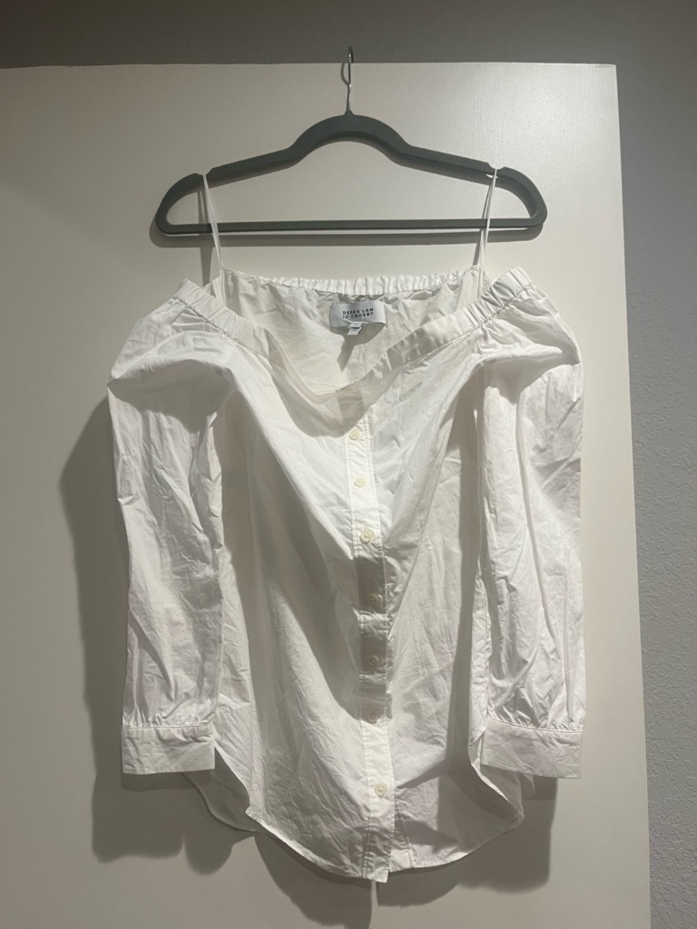Derek Lam 10 Crosby Off-Shoulder White Button-Front Women's Top